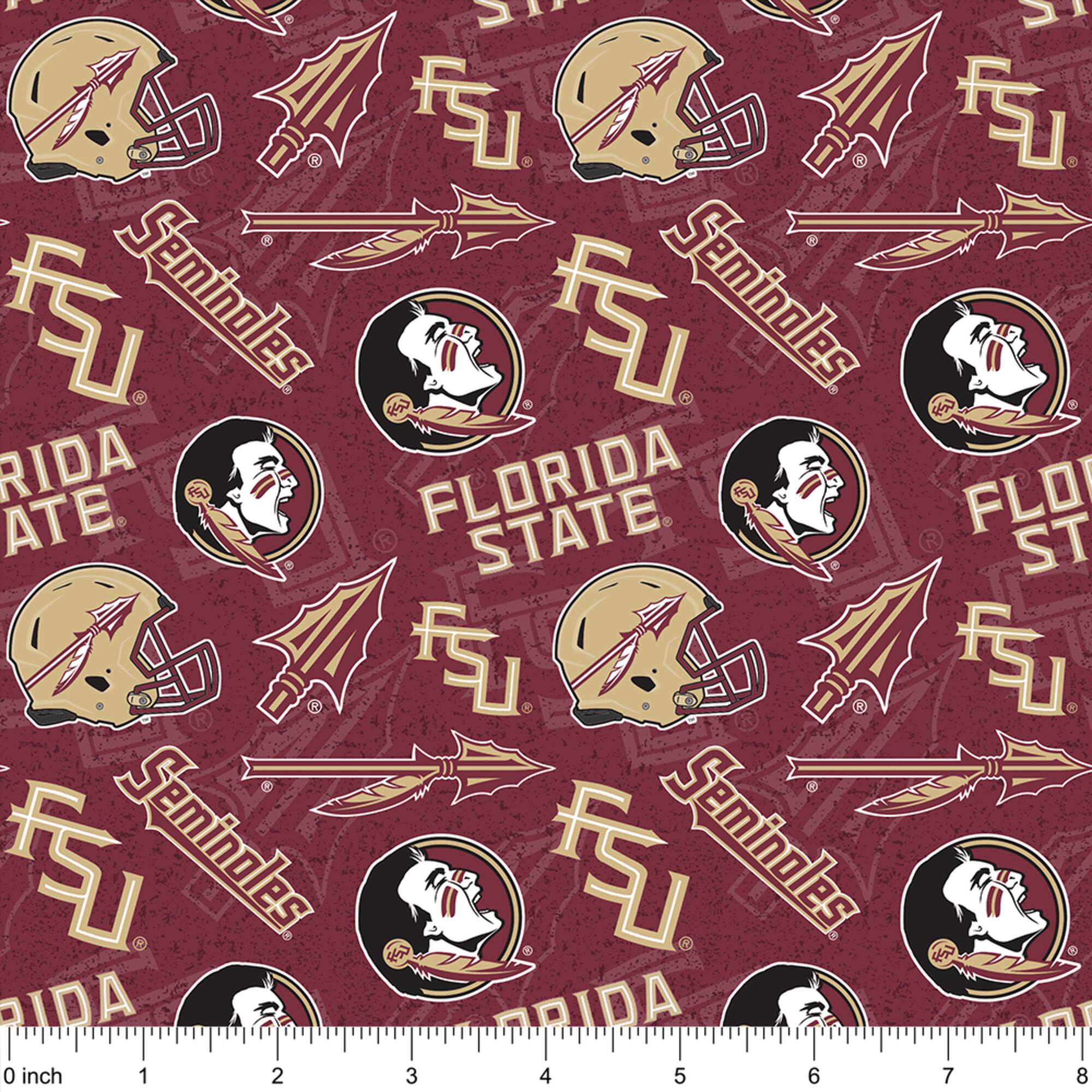 NCAA Florida State University Seminoles Logo Tone-on-Tone Cotton Fabric